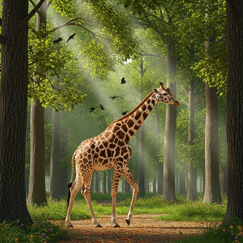 Giraffe in Forest: A Serene Wildlife Encounter