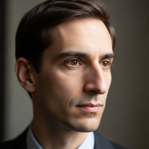 Portrait of a Man with Brown Hair and Brown Eyes