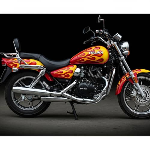 Flaming Italika 125 Motorcycle: Sleek Design and Vibrant Flames