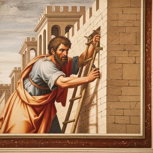 Renaissance-style Fresco Painting of Nehemiah overseeing Wall Rebuilding
