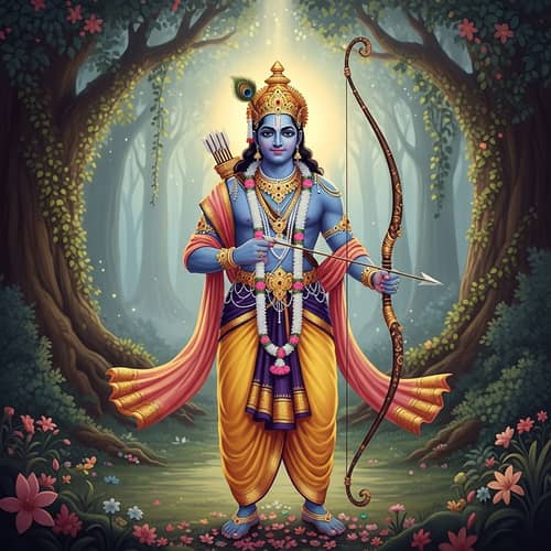 Lord Rama: Serene Deity with Bow and Arrow
