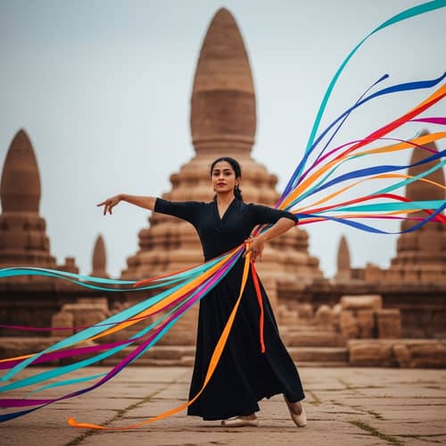 Master Choreographer Dancing in Front of Ancient Structures