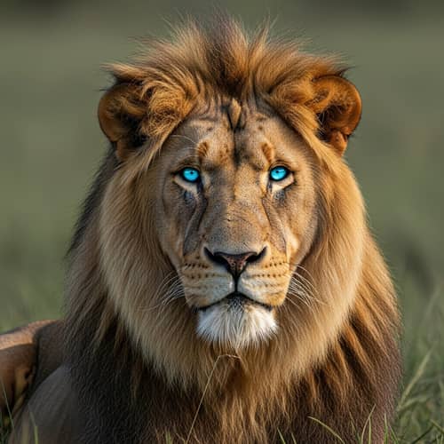 Majestic Lion with Blue Eyes: King of the Jungle