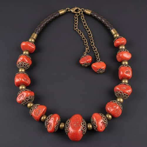 Natural Coral Vintage Style Necklace