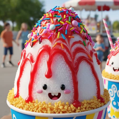Vibrant Ice Scramble: Joyful and Colorful Frozen Delight