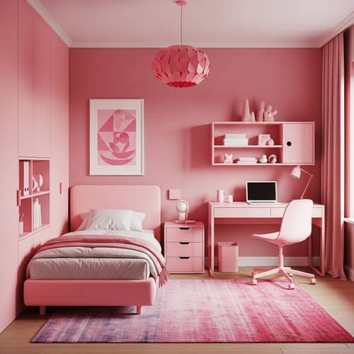 Modern Pink Boy's Room Design: Warm & Vibrant Atmosphere