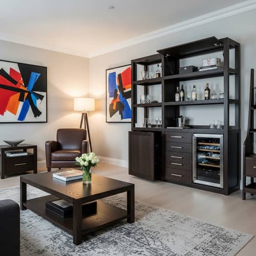 Masculine Interior Design: Stylish Balance of Dark Wood and Neutral Tones
