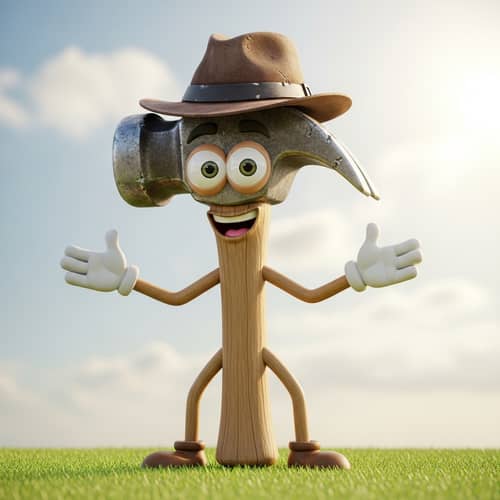 Happy Hammer Character with Hat | Friendly Hammer Illustration