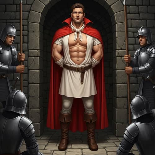 Captivating Image of Vulnerable yet Strong Prince in Dungeon