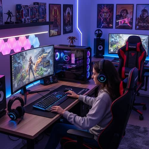 Gaming PC Room with Music Lover | Colorful Setup & Comfortable Chairs