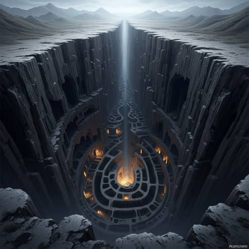 Eerie Deep Abyss: Mysterious Natural Trench in Desolate Landscape