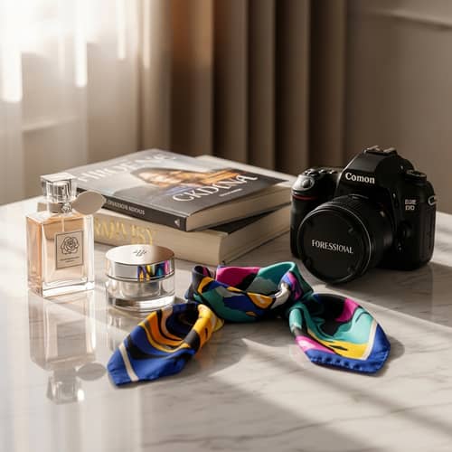 Luxury Products Display on Marble Table