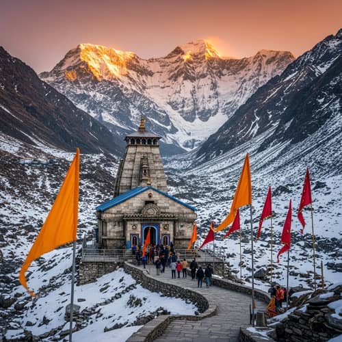 Breathtaking View of Kedarnath Temple in Himalayas