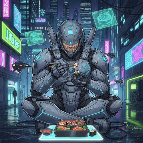 Futuristic Cyberpunk Tattoo Concept: Stormtrooper Sushi