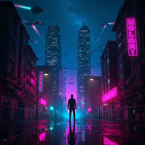 Retro-Futuristic Cityscape: A Journey Through Time and Memory