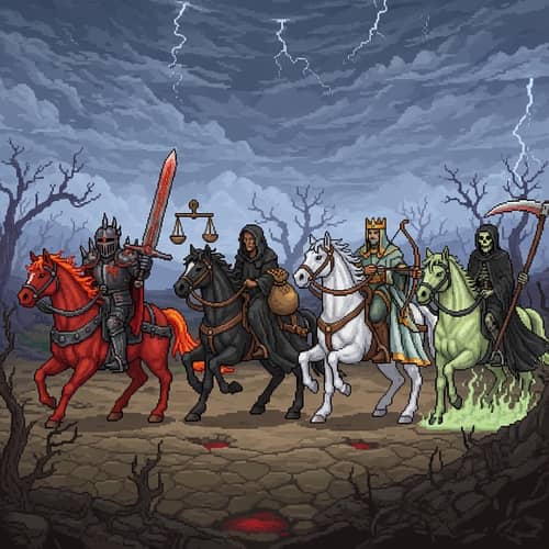 Pixel Art of the Four Horsemen of the Apocalypse Pixel Art of the Four Horsemen of the Apocalypse