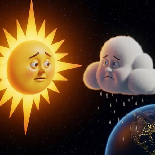 Sun and Cloud: A Friendly Conversation in Radiant Colors