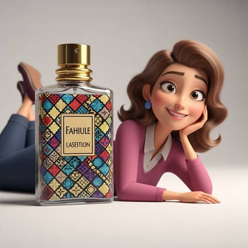 Fashionable Gucci Perfume Bottle & Cartoon Lady