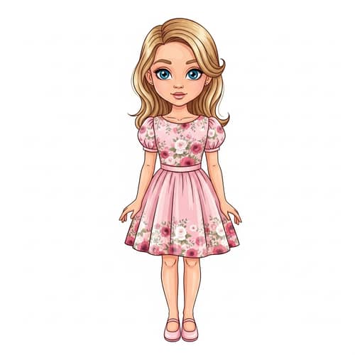 Symmetrical Caucasian Girl with Blue Eyes and Blond Hair