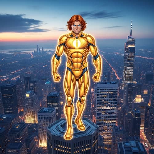 The Invincible Superhero Protecting a Bright Cityscape
