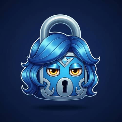 Whimsical Azure Lock with Wavy Hair and Golden Eyes
