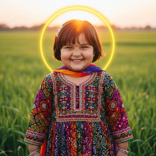 Young South Asian Girl in Vibrant Traditional Dress