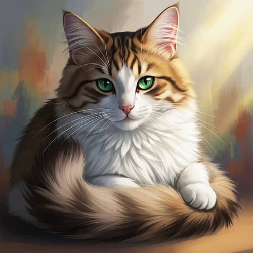 Pretty Cat with Lush Fur in Fawn and White | Captivating Emerald Eyes