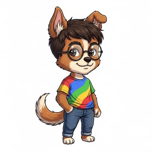 Chibi Dog Man Character Design | Playful Fusion Illustration