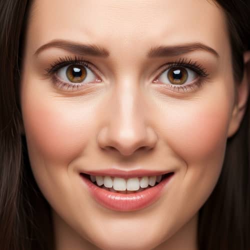 Eager for Knowledge: Woman's Face Exuding Happiness and Curiosity
