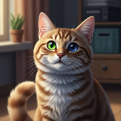 Charming Domestic Feline with Multi-layered Coat Sheen
