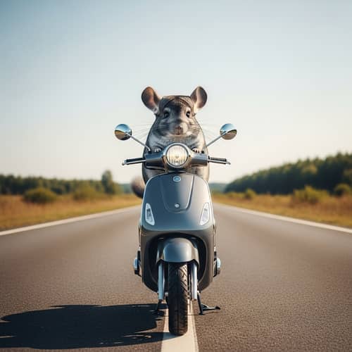 Adorable Chinchilla Riding a Motorbike for an Adventure