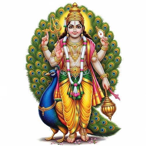 Lord Subramanya in Traditional South Indian Tamil Art