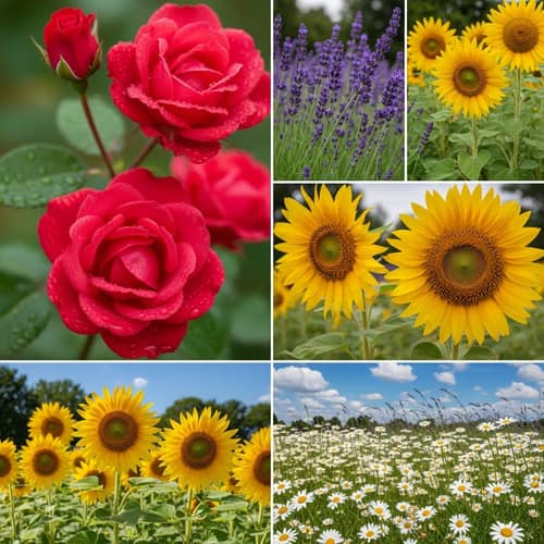 Stunning Floral Photography: Red Roses, Sunflowers, Lavender, White Daisies