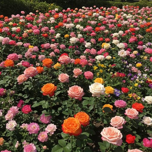 Large Floral Drawing with Diverse Flowers including Roses
