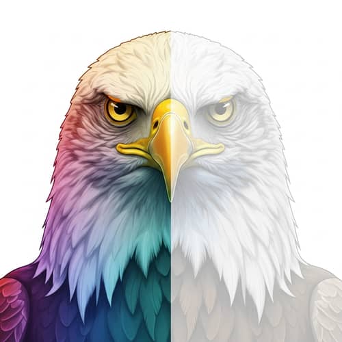Majestic Eagle with Stern Gaze and Spectral Feathers