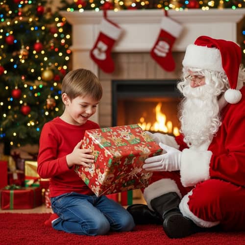 Joyful Christmas Gift Unwrapping from Santa | Website Name