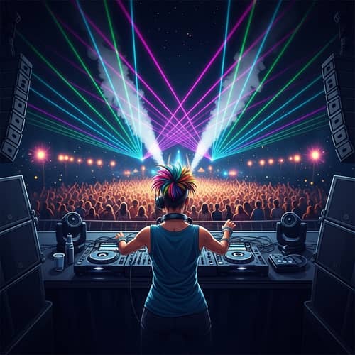 Vivacious South Asian Woman DJ Live at Music Festival