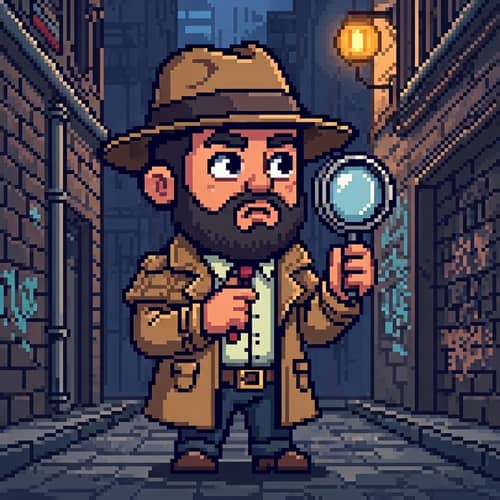 Cute Pixel Art Sprite of a 24-Year-Old Male Middle-Eastern Detective