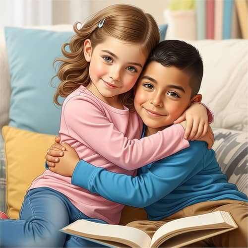 Comforting Embrace of Friendship | Warm Home Scene