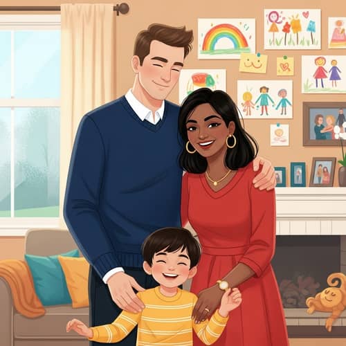 Loving Family Adoption Scene | Joyful Parents Adopting Child