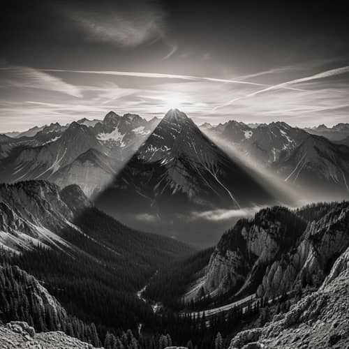 Majestic Mountain Range at Sunrise Photography