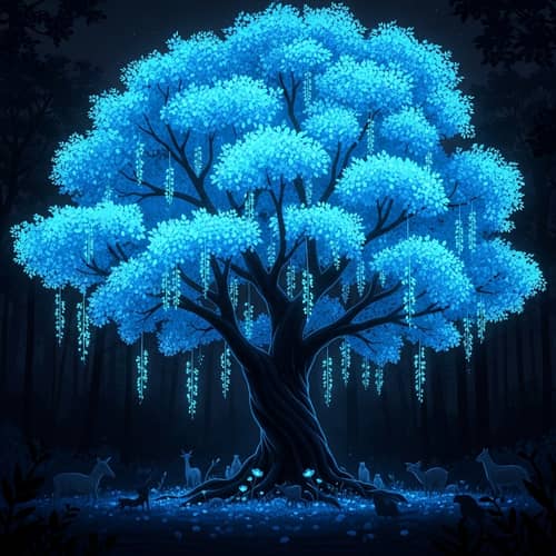 Bioluminescent Tree: Glowing Nighttime Spectacle