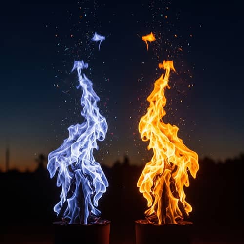 Twin Flames Dance: Azure and Orange Harmony