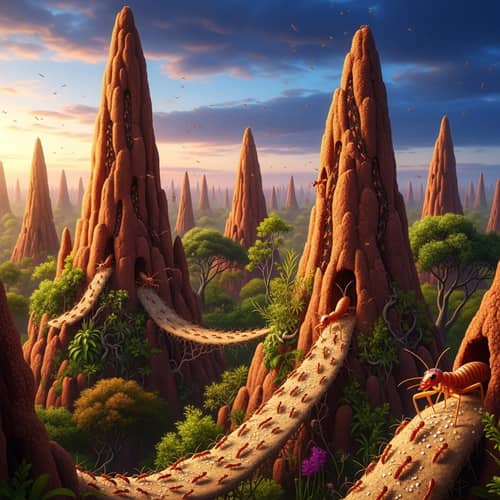 Fantastic Landscape of Thousands of Termites