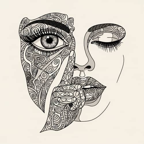 Eye and Mouth Abstract Representation | Intricate Patterns and Silence