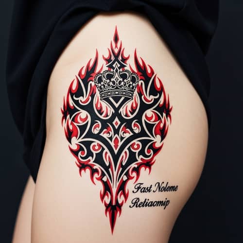 Tribal Flame & Crown Tattoo Cover-Up Design | Cosmic Theme