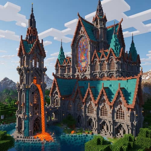 Modern Gothic Medieval Castle in Minecraft with Copper Roofing