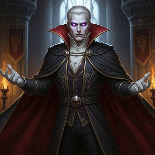 Dark Gothic Male Character with Vampire-like Features