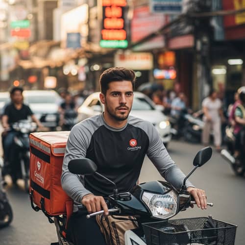 Professional Soccer Player Running Food Delivery Service