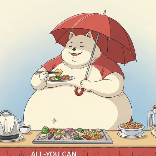Famous Japanese Animated Movie Character Buffet Scene